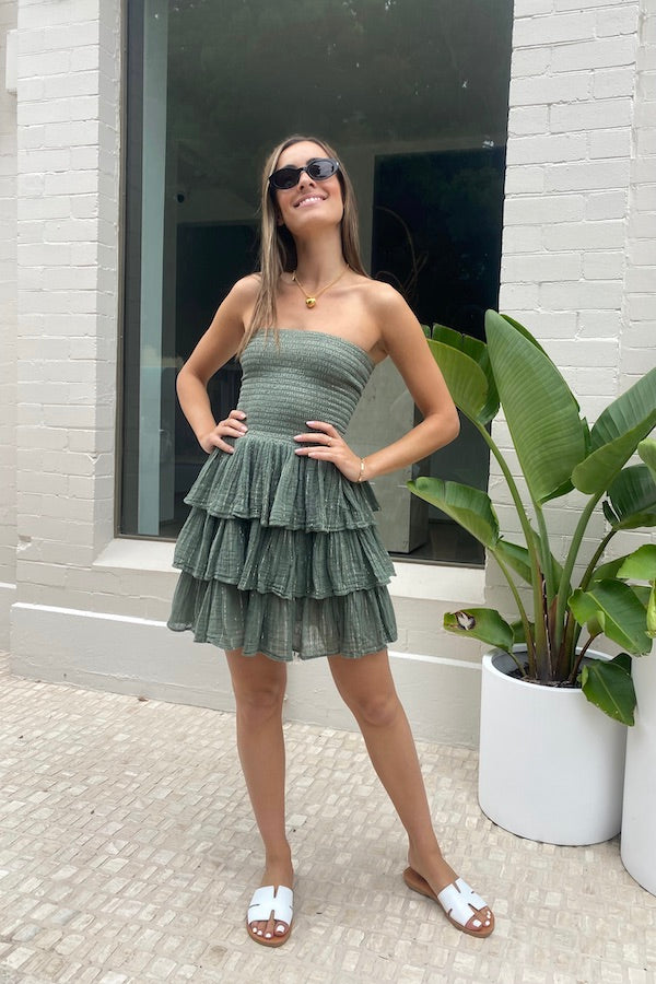 Doris Mini Dress Khaki/Gold